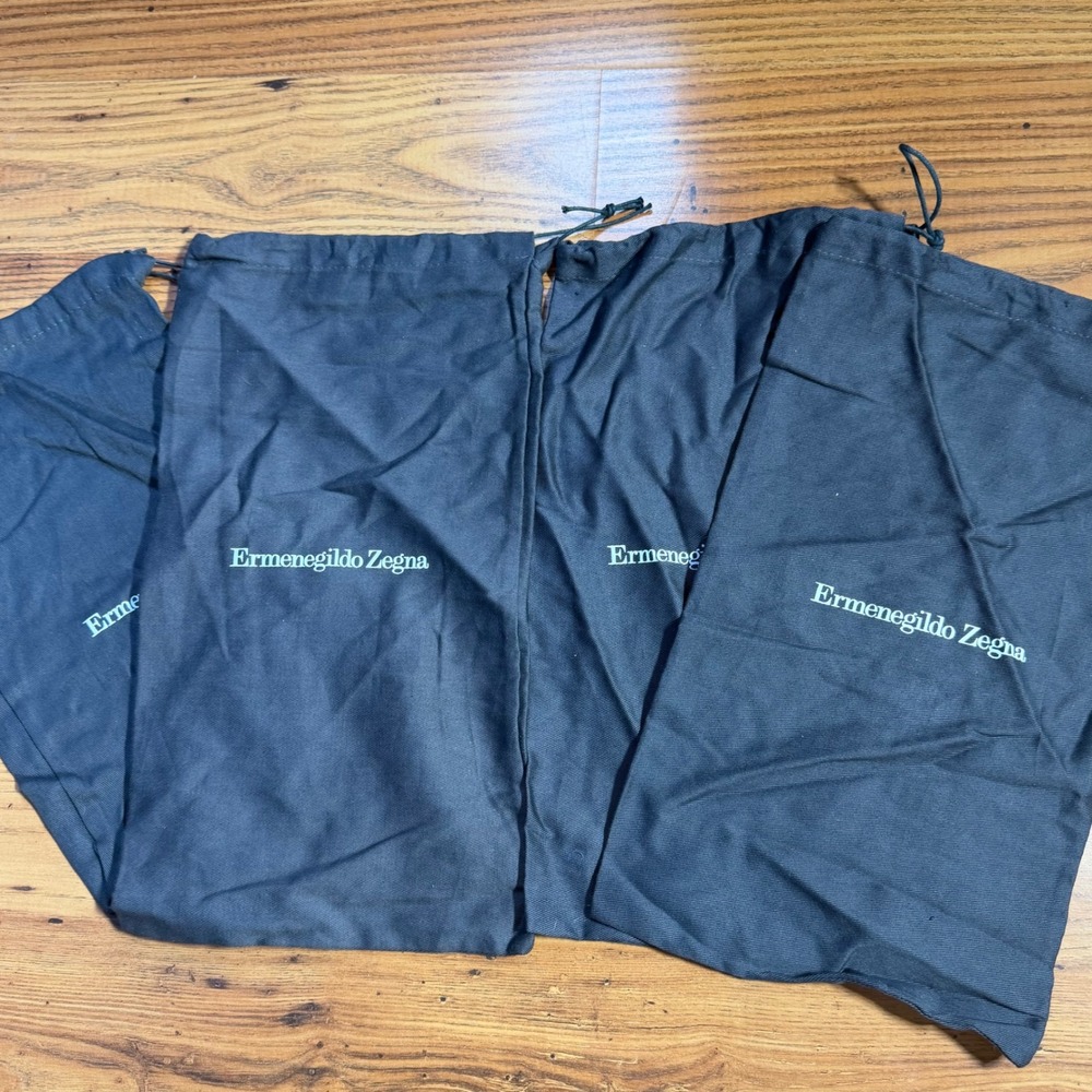 Ermenegildo Zegna Luxury Shoe Dust Bags Set of 4 Dark Grey Drawstring Storage